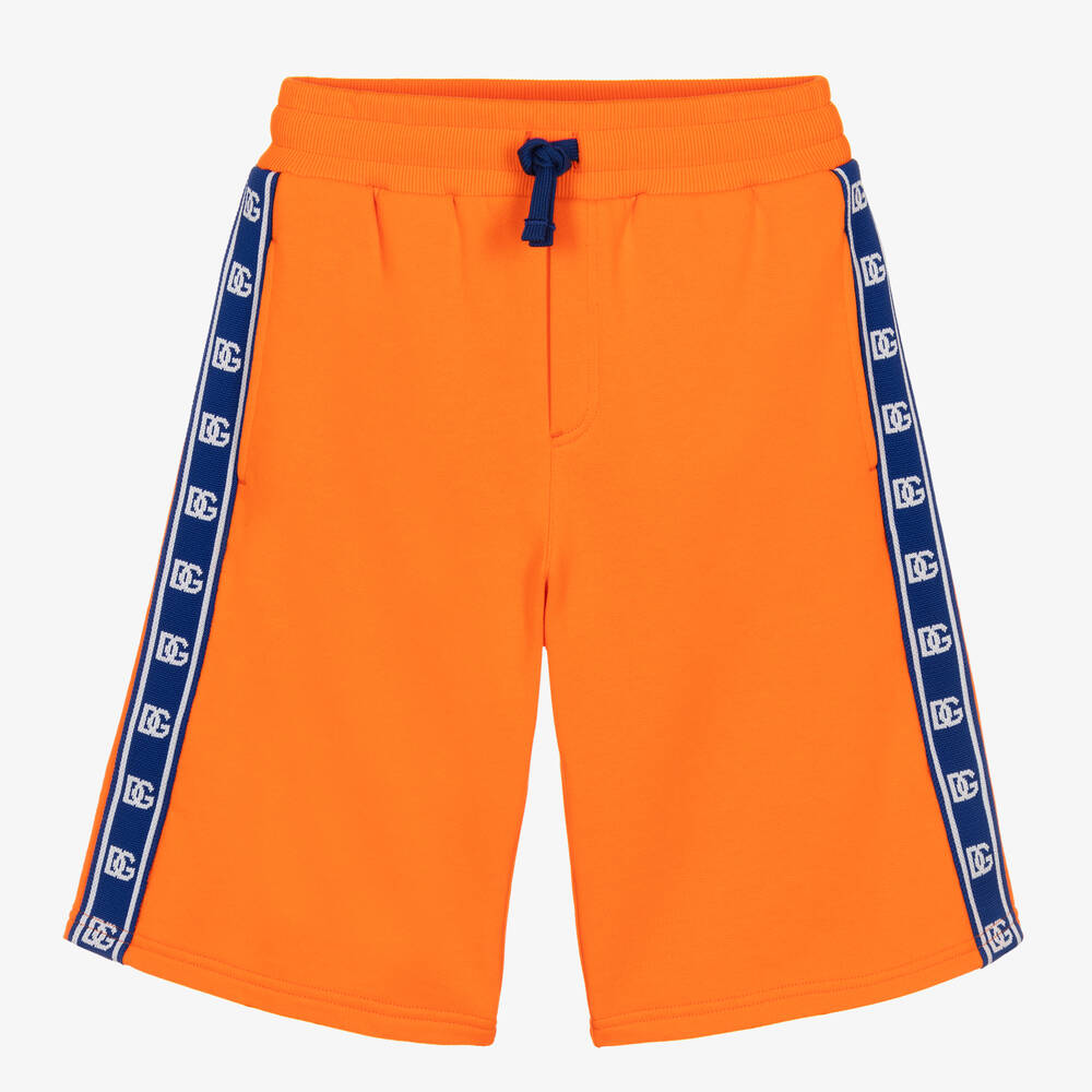 Dolce & Gabbana - Teen Boys Orange Cotton DG Tape Shorts | Childrensalon