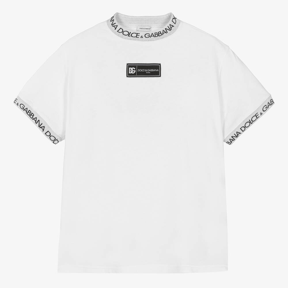 Dolce & Gabbana - Teen Boys White Cotton T-Shirt | Childrensalon
