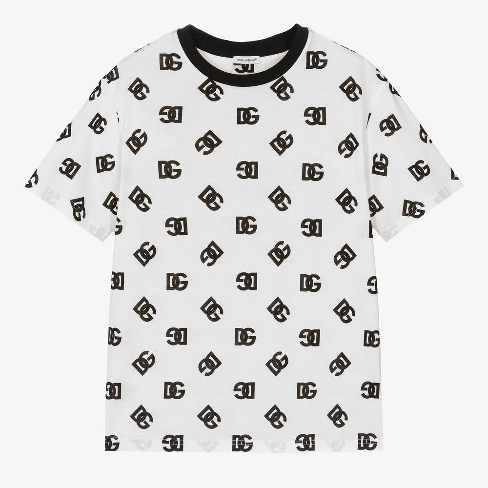 Dolce & Gabbana - Белая хлопковая футболка для мальчиков-подростков | Childrensalon