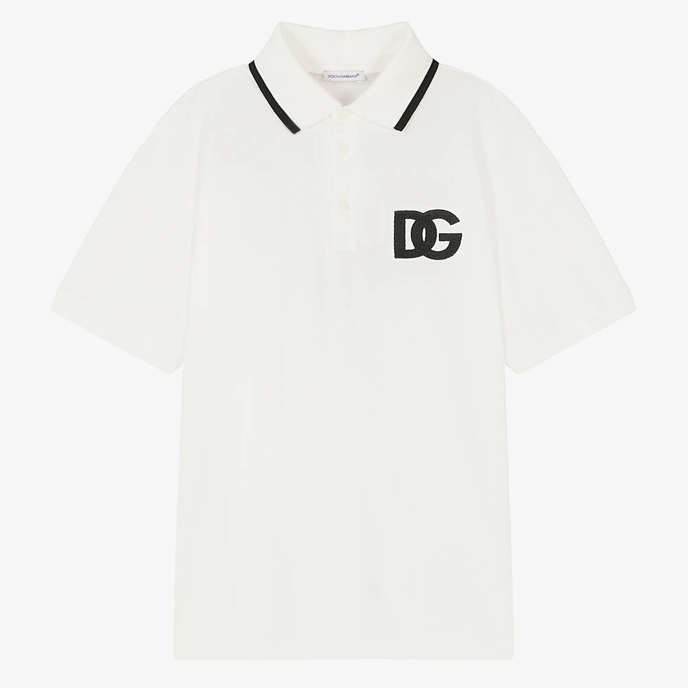 Dolce & Gabbana - Teen Boys White Polo Shirt | Childrensalon