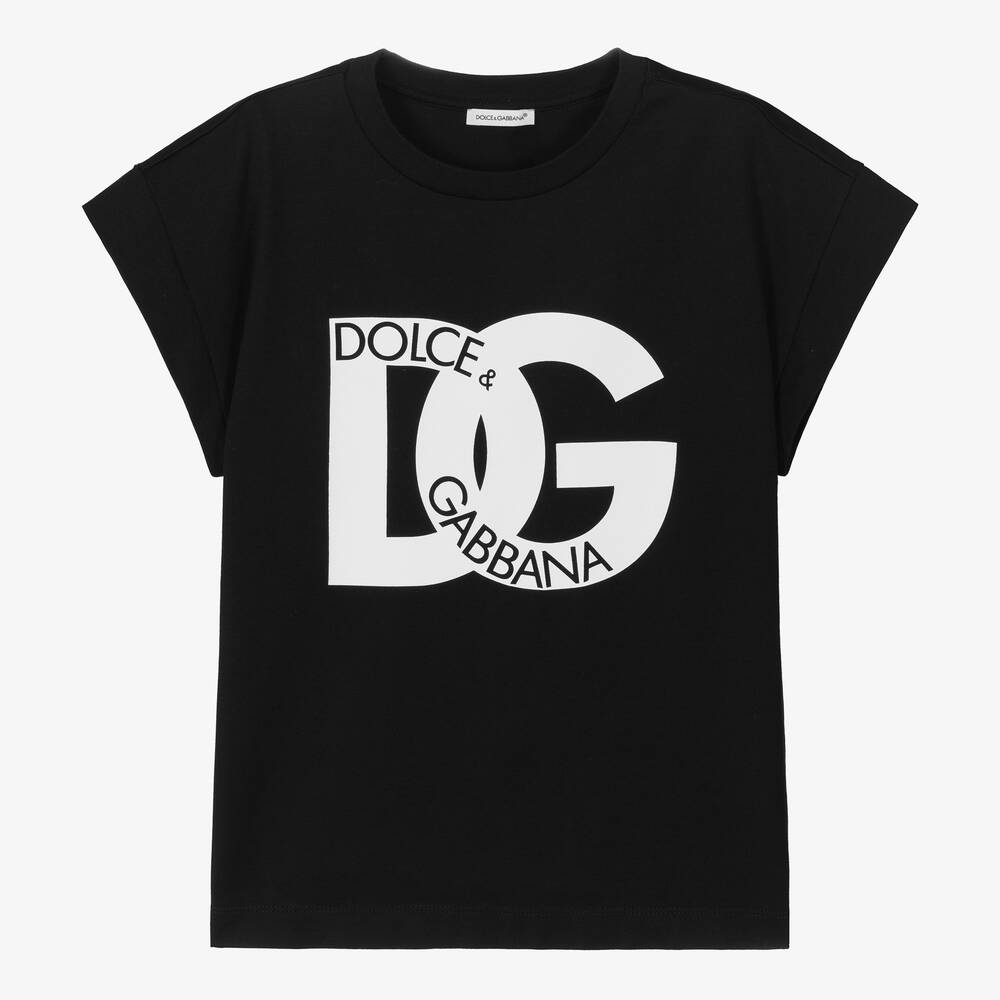 Dolce & Gabbana - T-shirt noir en coton DG ado fille | Childrensalon