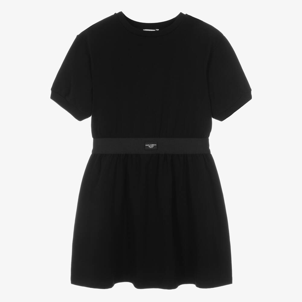 Dolce & Gabbana - Черное платье из хлопкового джерси для девочек-подростков | Childrensalon