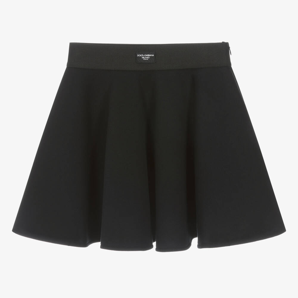 Dolce & Gabbana - Teen Girls Black Cotton Jersey Skater Skirt | Childrensalon