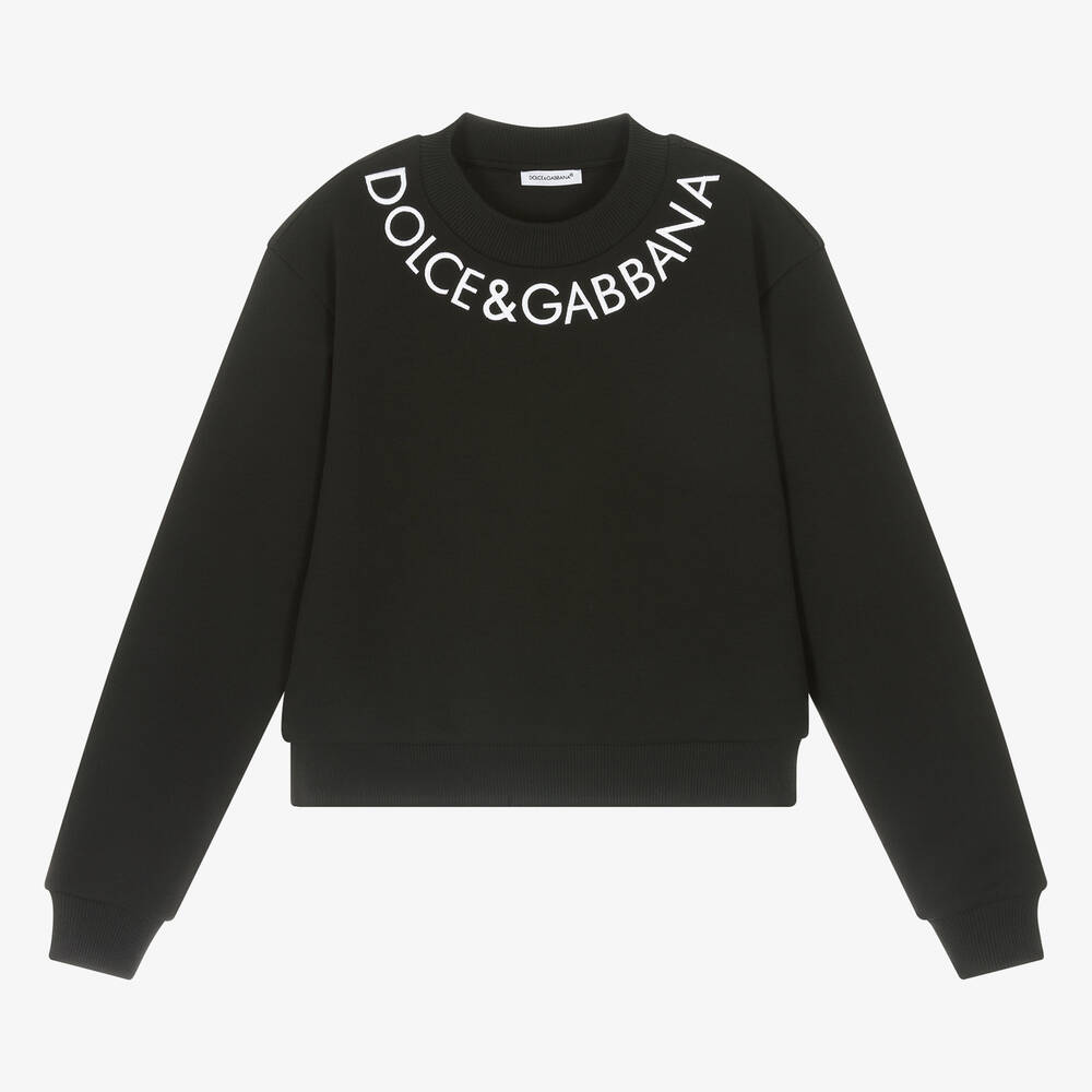 Dolce & Gabbana - Sweat-shirt noir en coton ado fille | Childrensalon