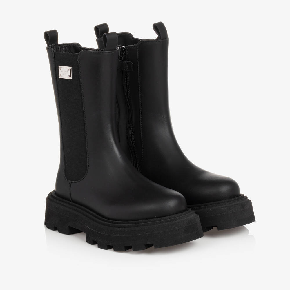 Dolce & Gabbana Teen Girls Black Leather Boots