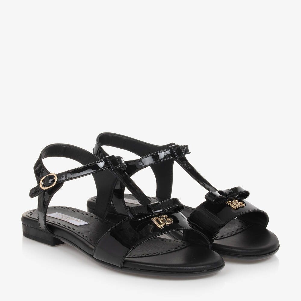 Dolce & Gabbana - Teen Girls Black Patent Leather Sandals | Childrensalon