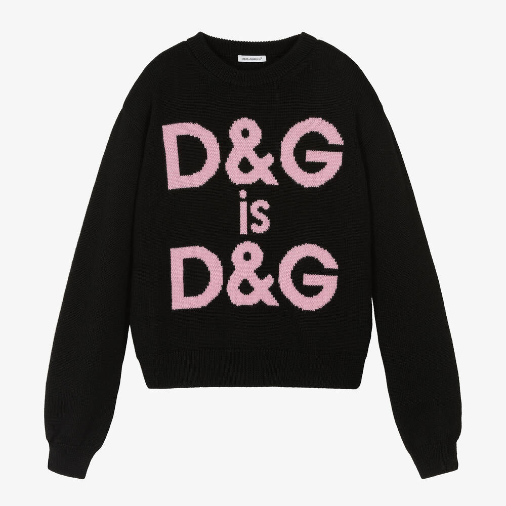 Dolce & Gabbana Teen Girls Black & Pink Slogan Sweater