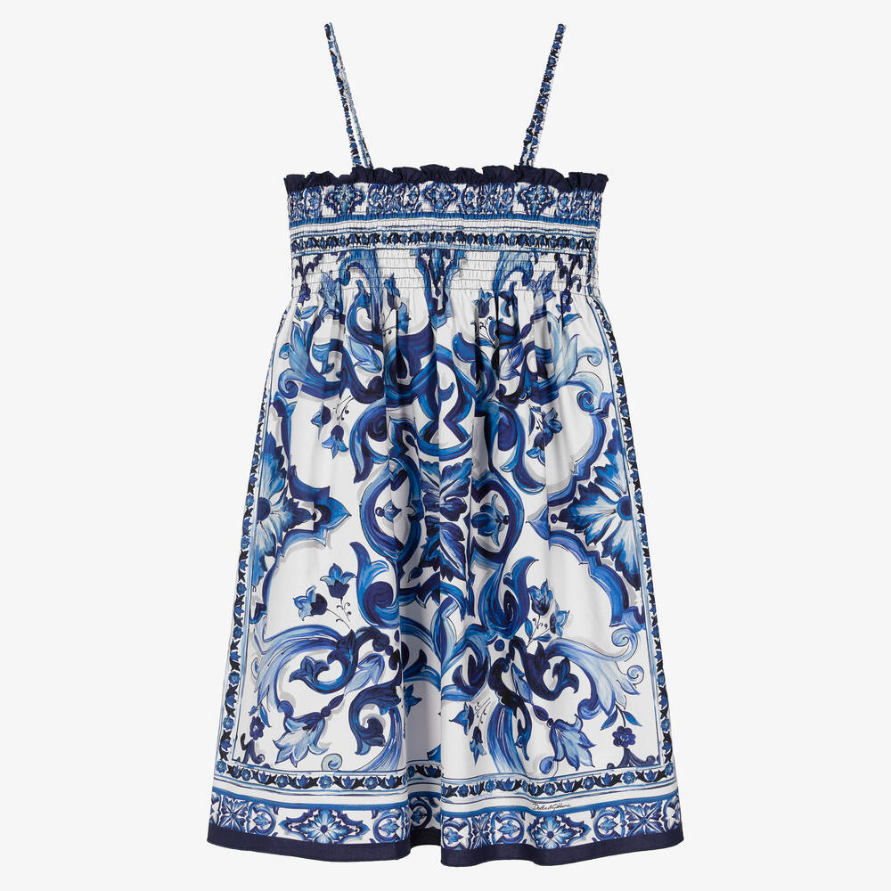 Dolce & Gabbana - Teen Girls Blue Majolica Dress | Childrensalon