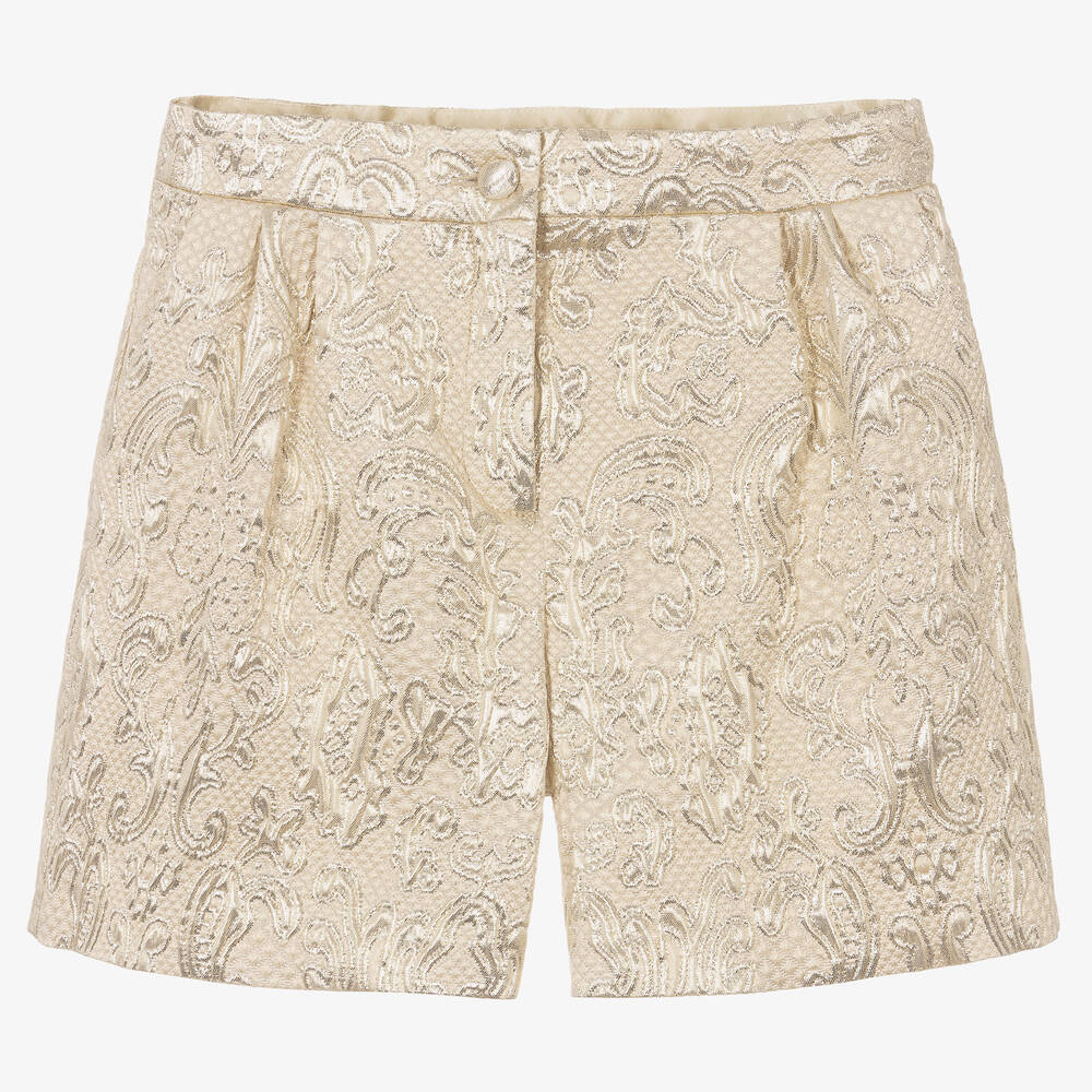 Dolce & Gabbana Teen Girls Gold Brocade Shorts