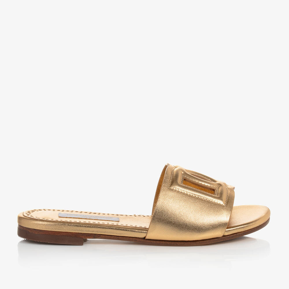 Dolce & Gabbana Teen Girls Gold Leather Sandals