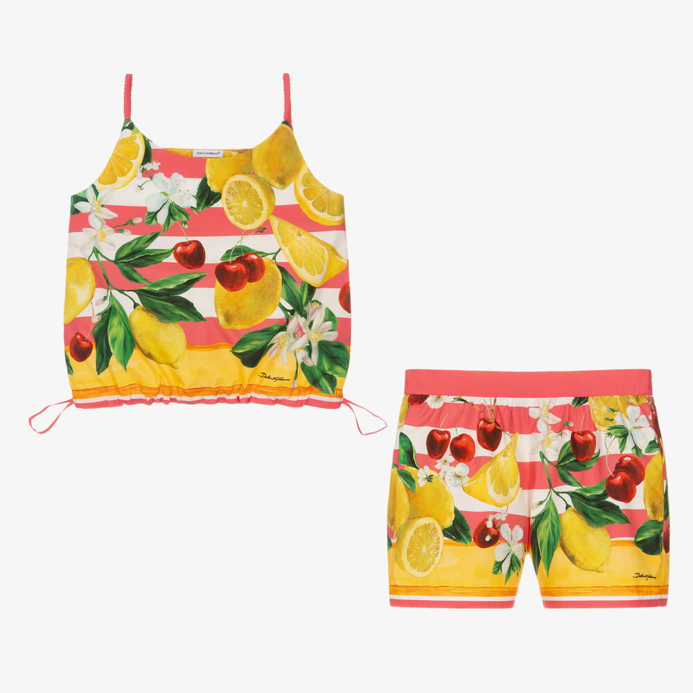 Dolce & Gabbana - Teen Girls Lemon & Cherry Cotton Shorts Set | Childrensalon