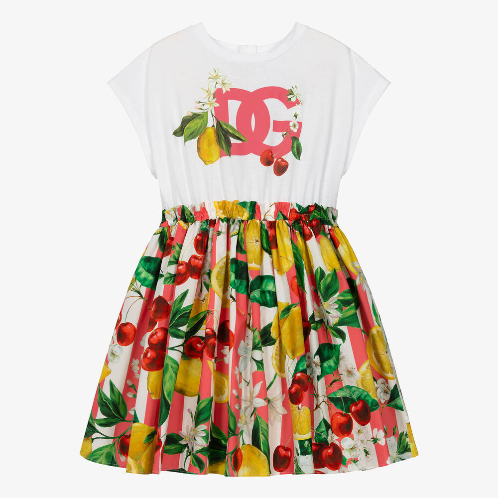 Dolce & Gabbana - Teen Girls Lemon & Cherry Print Cotton Dress | Childrensalon