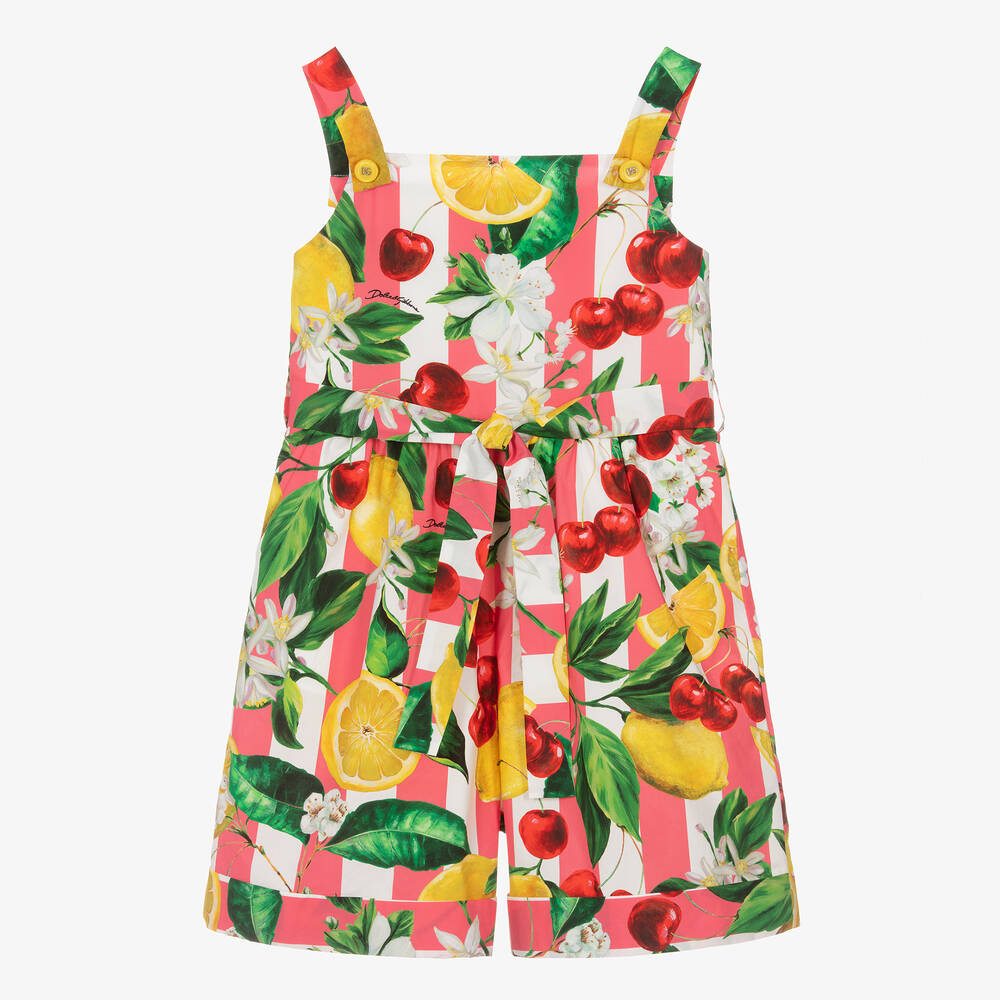 Dolce & Gabbana - Teen Girls Lemon & Cherry Print Cotton Playsuit | Childrensalon