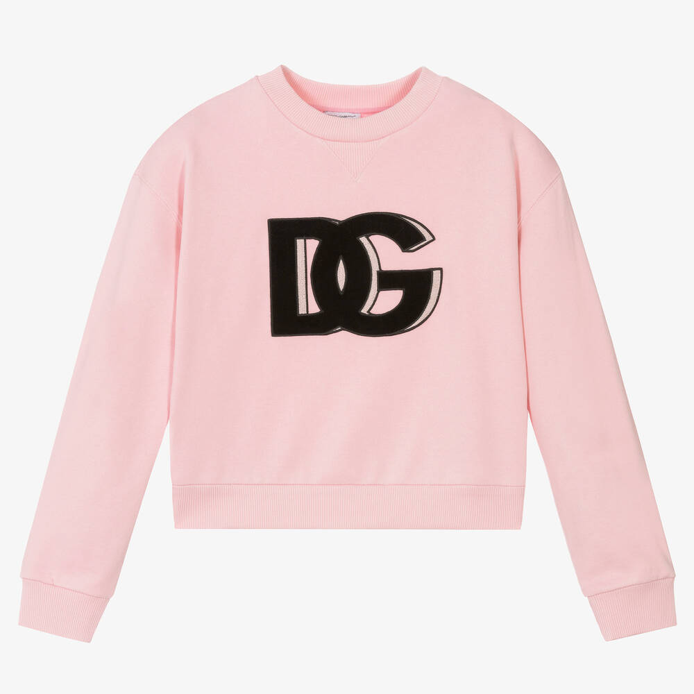 Dolce & Gabbana - سويتشيرت تينز بناتي قطن لون زهري | Childrensalon