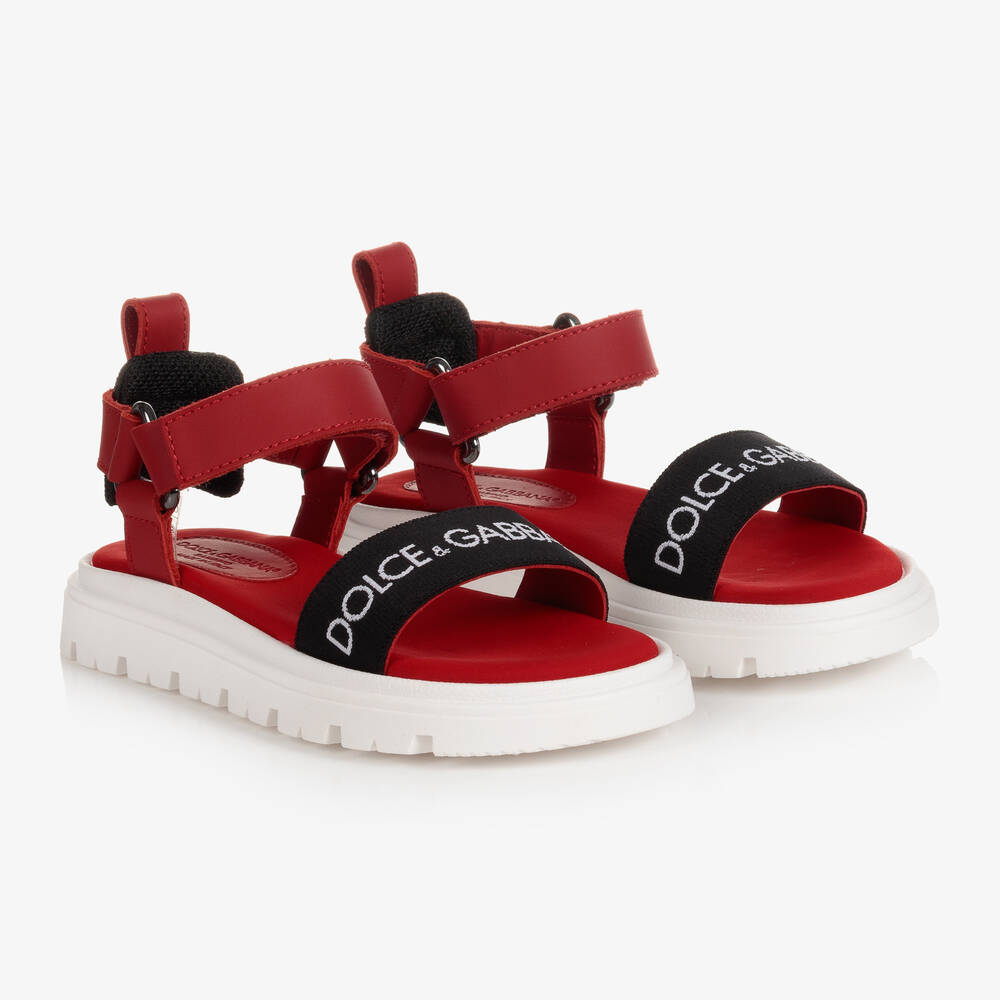 Dolce & Gabbana - Sandales rouges et noires ado fille | Childrensalon