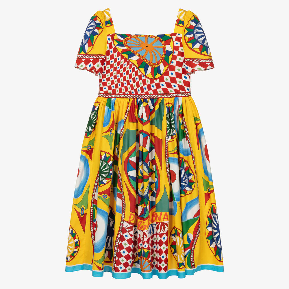 Dolce & Gabbana - Teen Girls Yellow Cotton Carretto Dress | Childrensalon