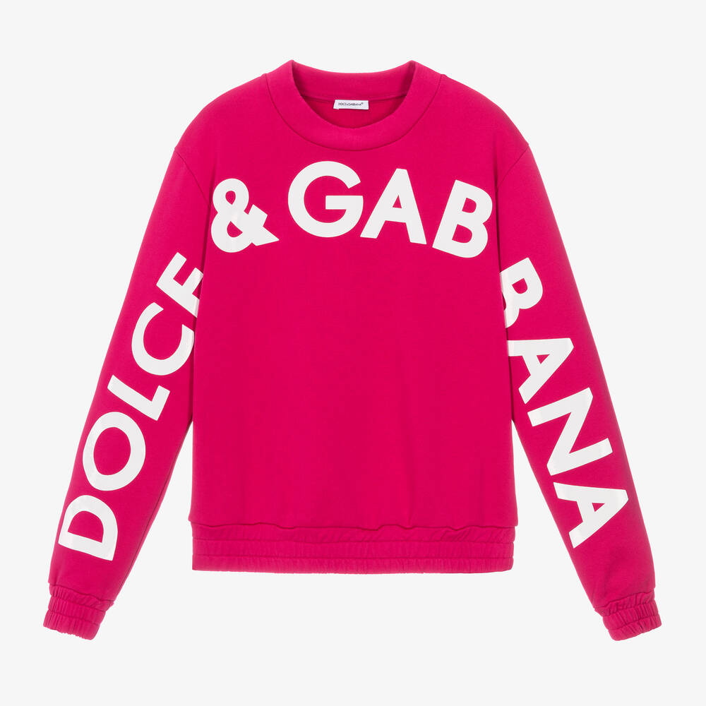 Dolce & Gabbana Girls Teen Pink Cotton Jersey Sweatshirt