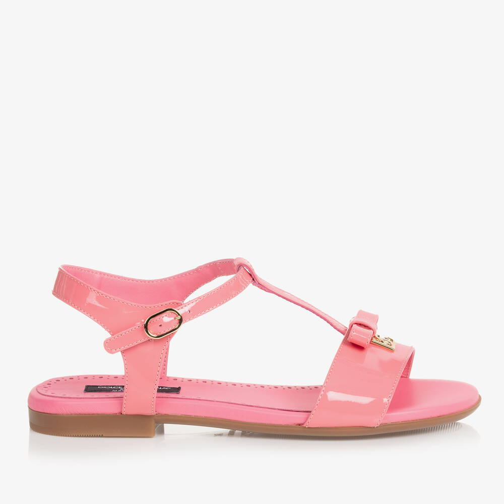 Dolce & Gabbana Girls Teen Pink Patent Bar Sandals