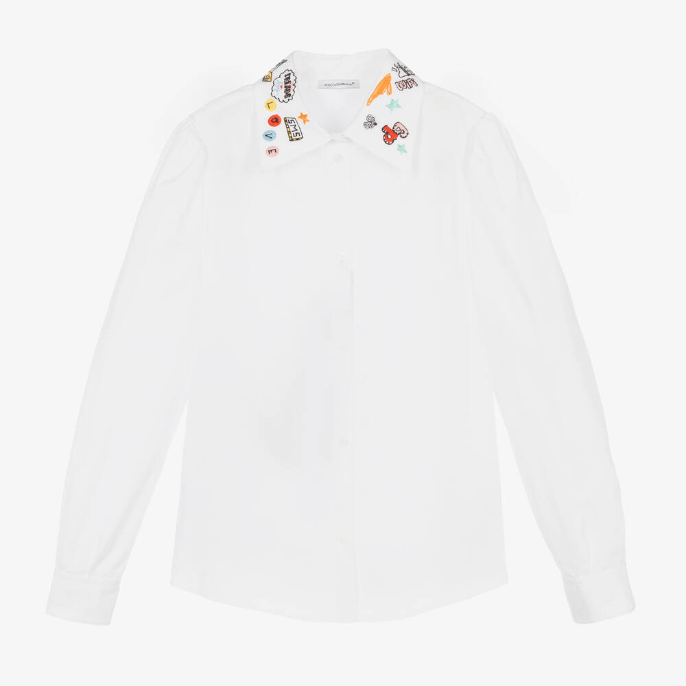 Dolce & Gabbana - Blusa blanca de algodón Smemo para adolescente