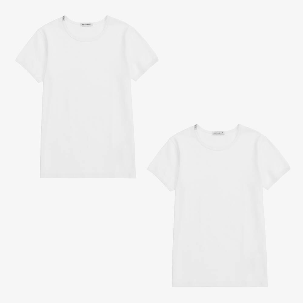 Dolce & Gabbana Teen White Cotton T-shirts (2 Pack)
