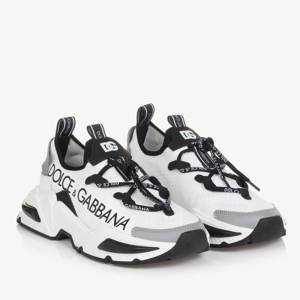 Dolce & Gabbana - Белые кроссовки Airmaster на шнуровке для подростков | Childrensalon