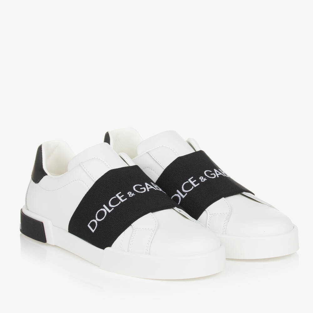 Dolce & Gabbana - ترينرز جلد لون أبيض | Childrensalon