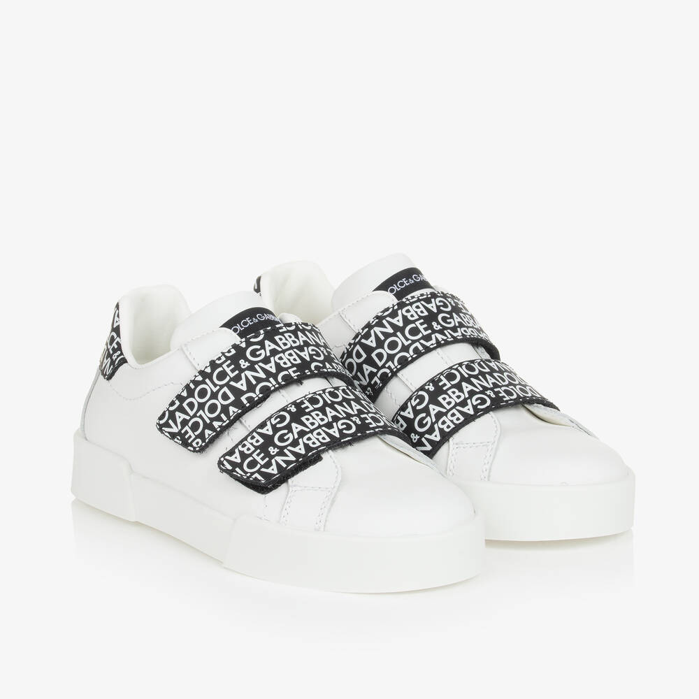 Dolce & Gabbana - Черно-белые кожаные кроссовки Portofino | Childrensalon