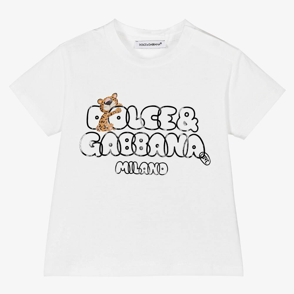 Dolce & Gabbana - تيشيرت قطن لون أبيض للأطفال | Childrensalon