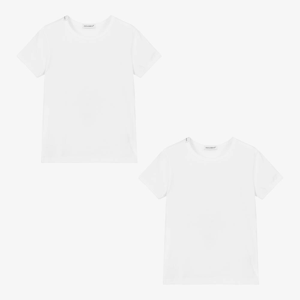 Dolce & Gabbana - White Cotton T-Shirts (2 Pack) | Childrensalon