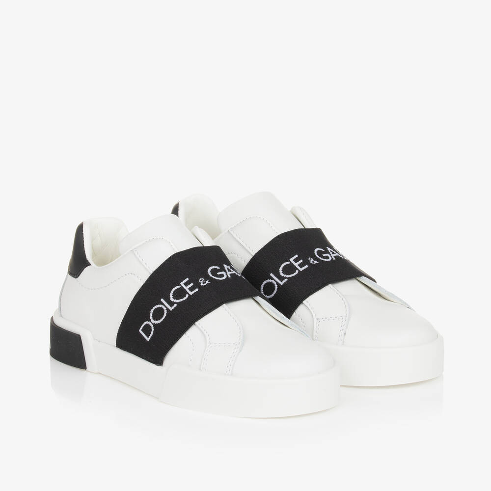 Dolce & Gabbana - Белые кожаные кроссовки Portofino | Childrensalon