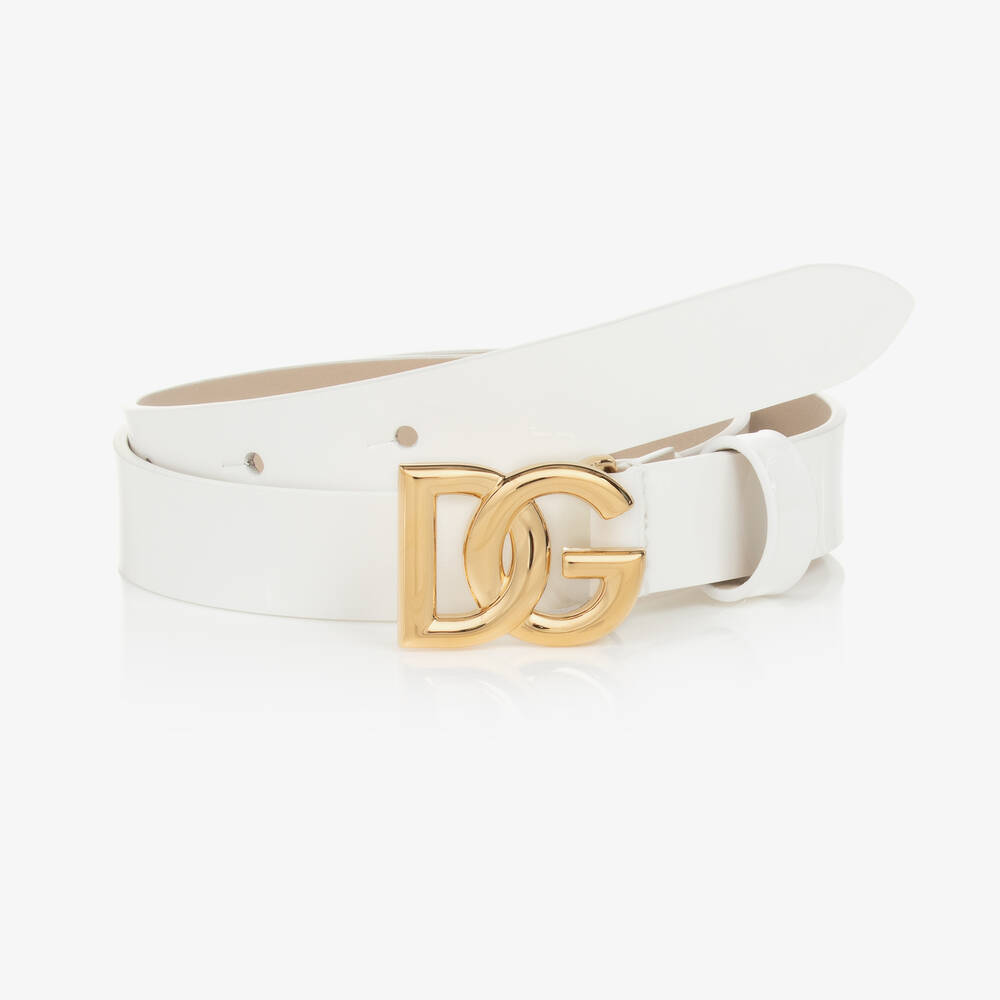 Dolce & Gabbana Babies' White Patent Leather Belt