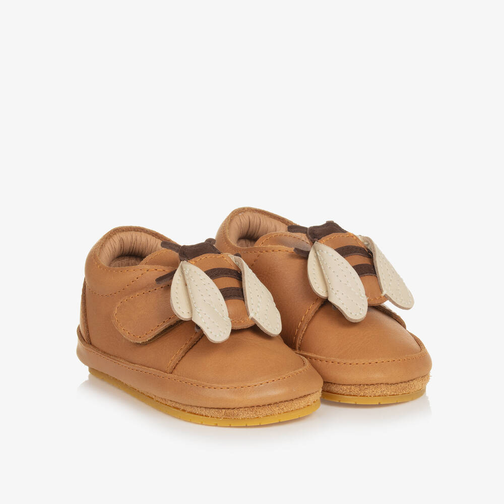 Donsje - حذاء جلد لون بني لمرحلة قبل المشي للأطفال | Childrensalon