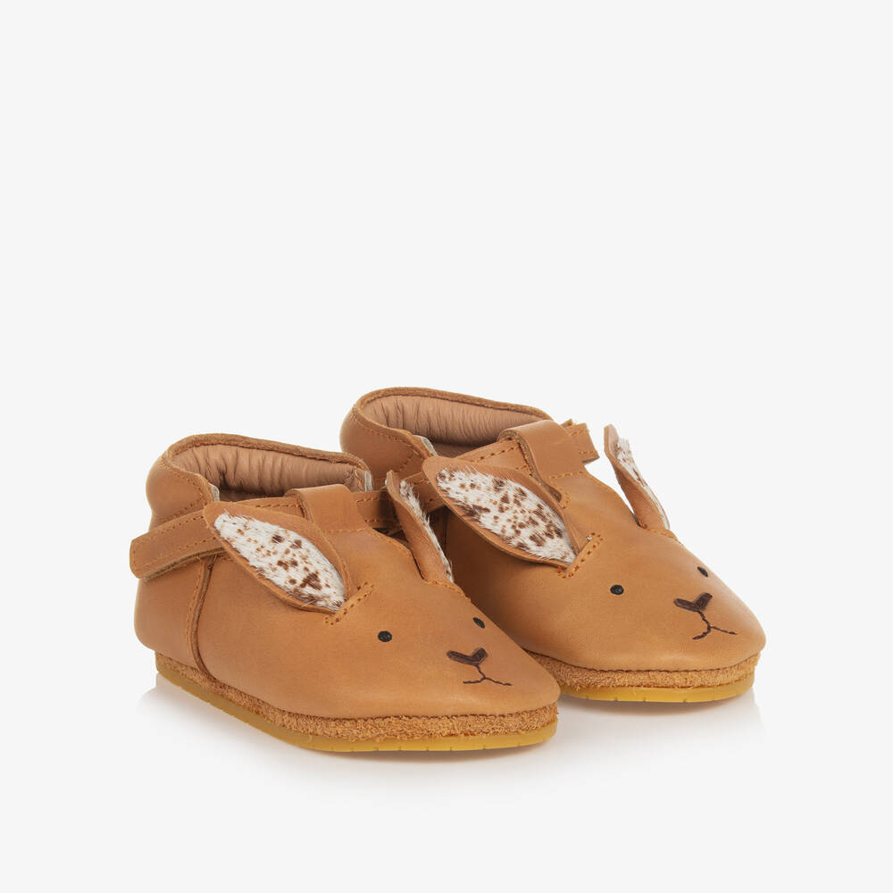 Donsje - حذاء جلد لون بني لمرحلة قبل المشي للمولودات | Childrensalon