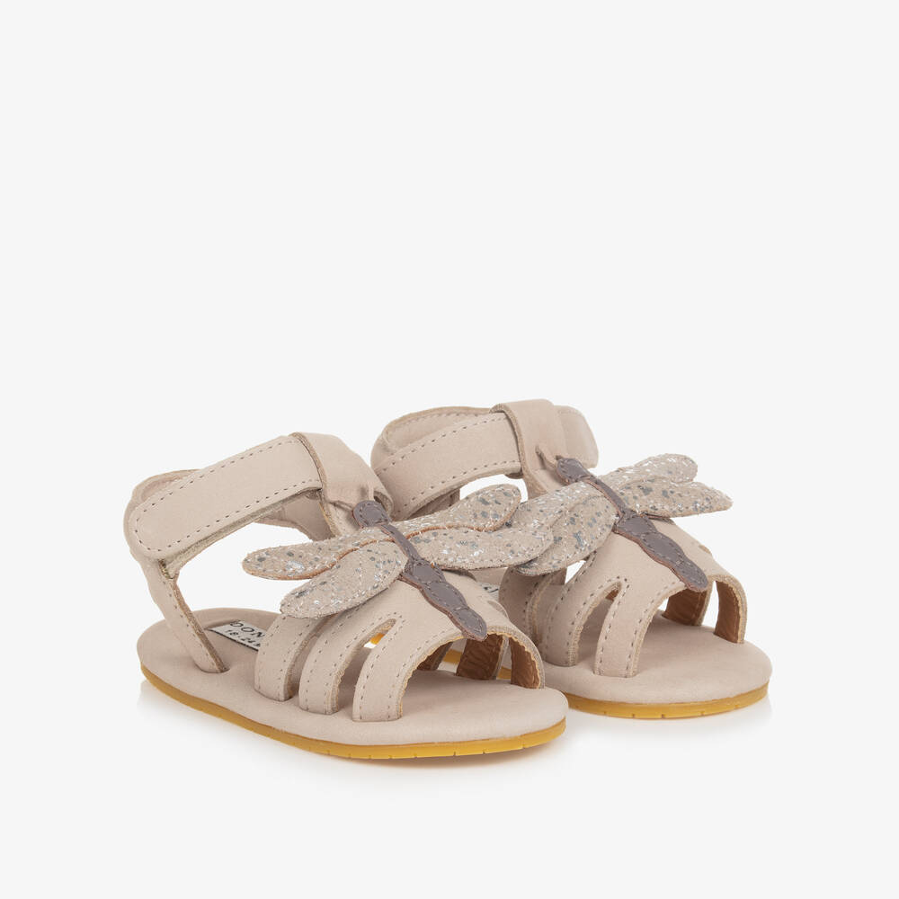 Donsje - Baby Girls Grey Leather Pre-Walker Sandals | Childrensalon