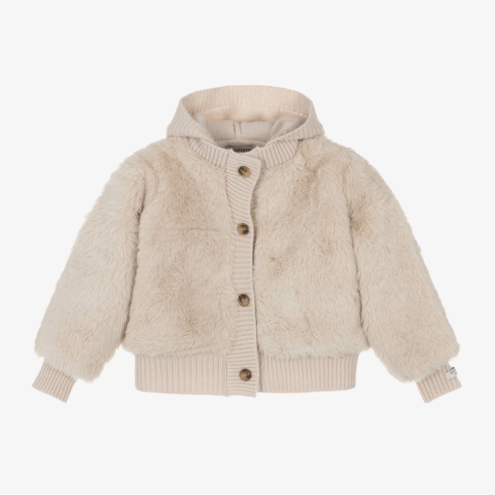 Donsje - Beige Faux Fur Jacket | Childrensalon