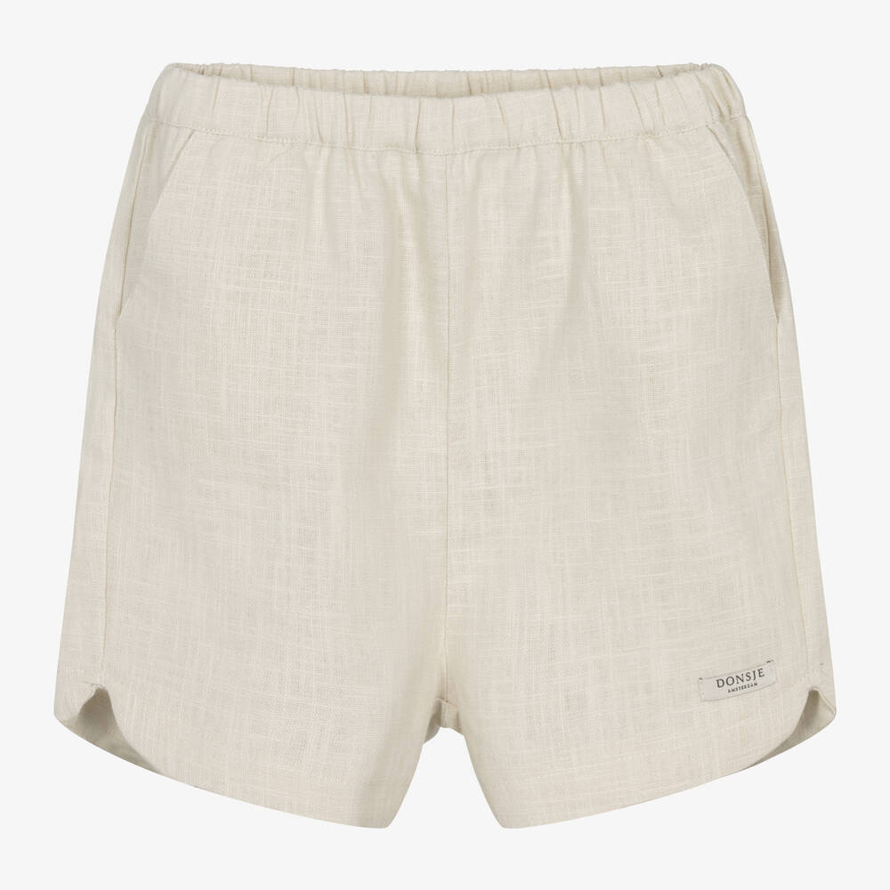 Donsje - Boys Beige Linen Shorts | Childrensalon