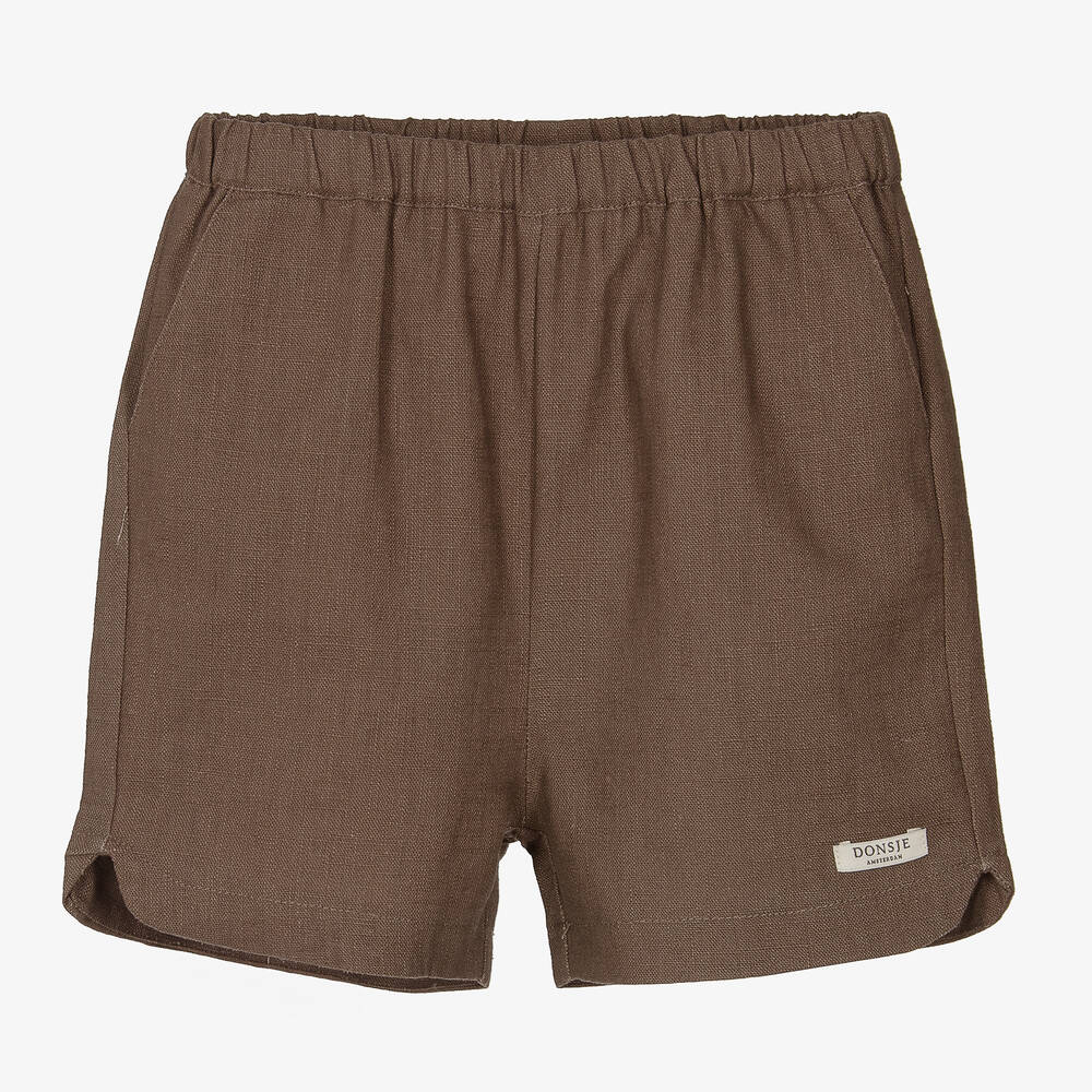 Donsje - Boys Brown Linen Shorts | Childrensalon