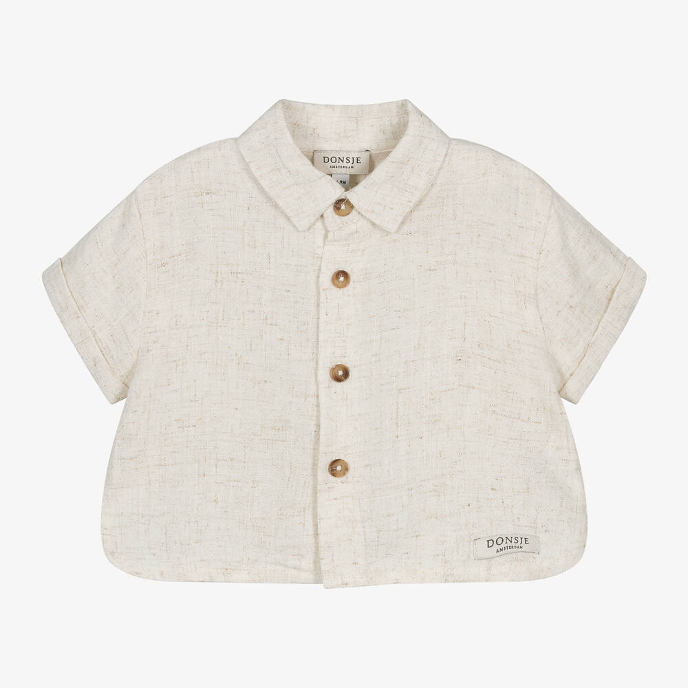 Donsje - Boys Ivory Viscose & Linen Shirt | Childrensalon