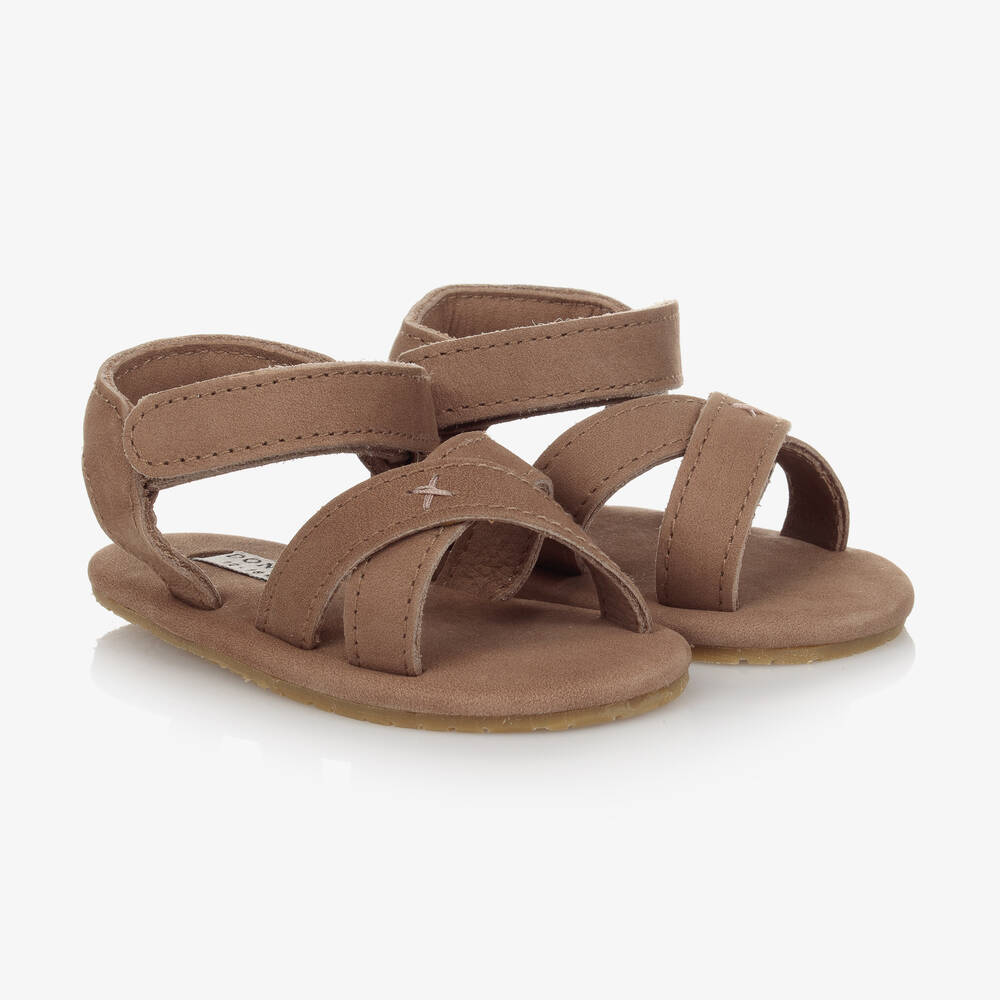 Shop Donsje Brown Leather Baby Sandals