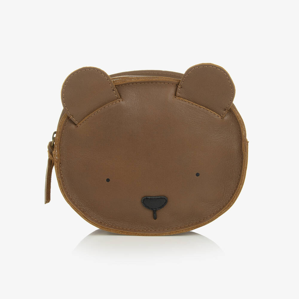 Donsje - Коричневый кожаный рюкзак-медведь (15см) | Childrensalon