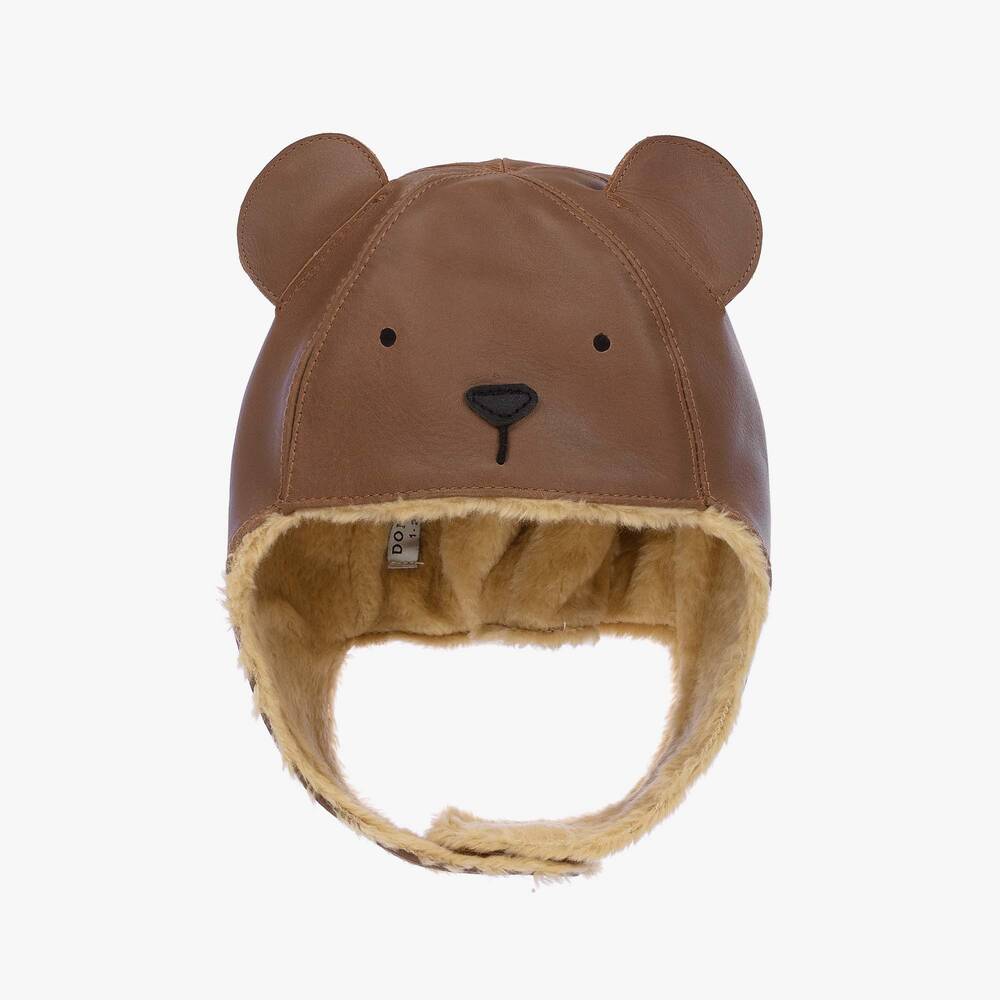 Donsje - Brown Leather Teddy Bear Hat | Childrensalon