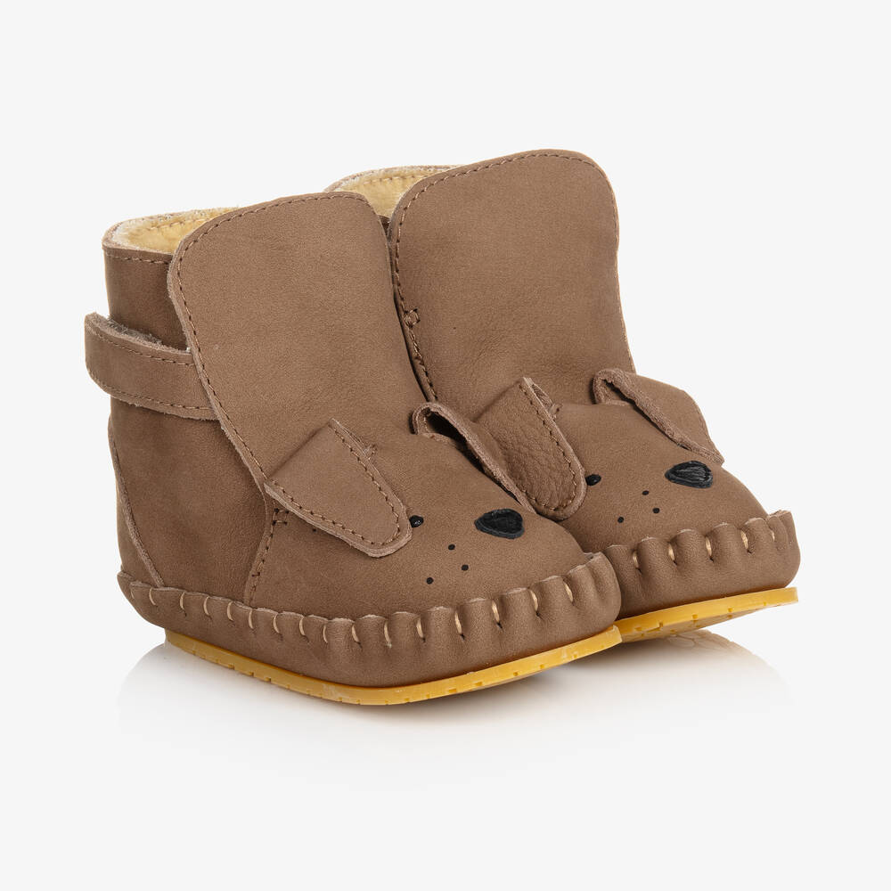 Donsje - Brown Suede Leather Pre-Walkers | Childrensalon