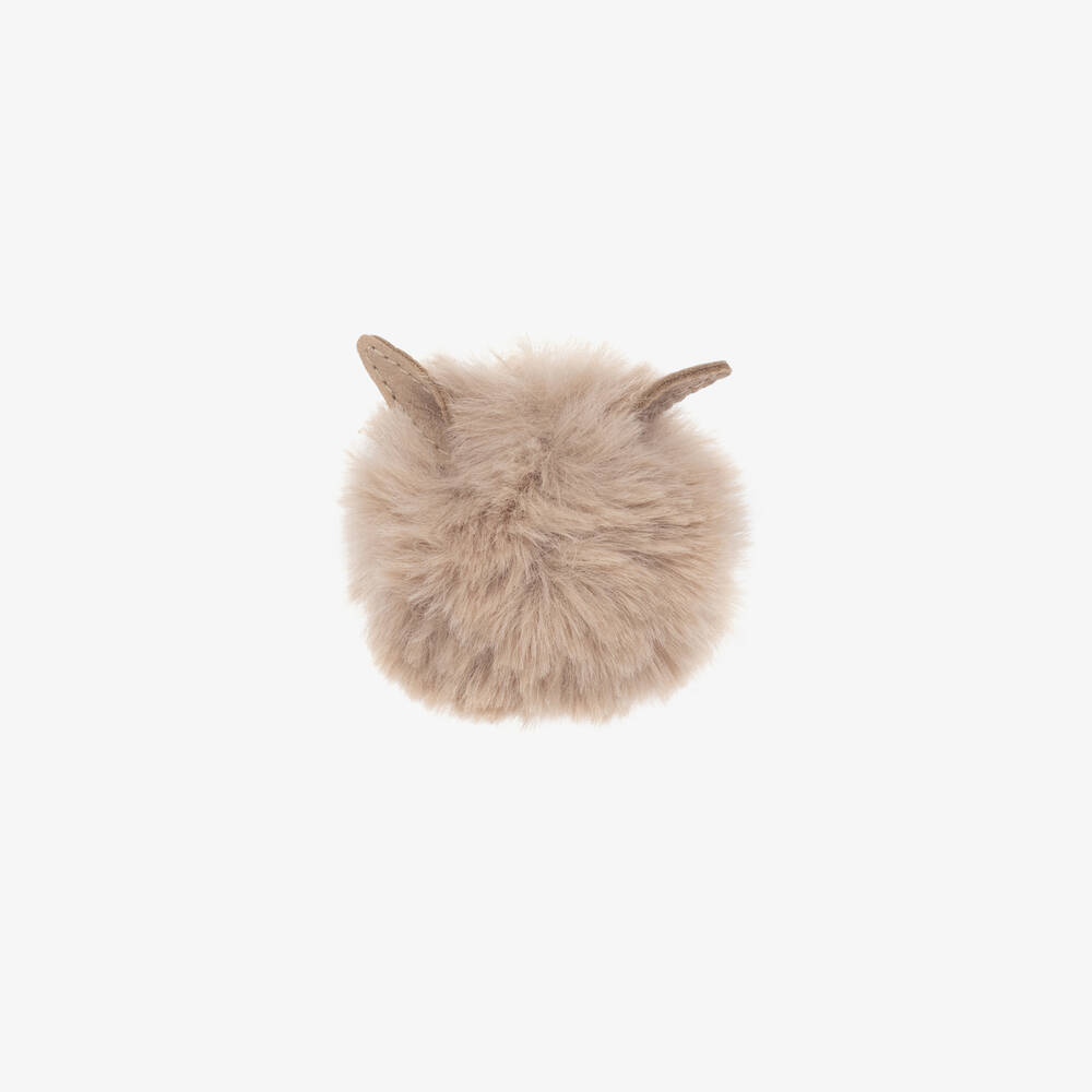 Donsje - Girls Beige Fluffy Hair Clip (6cm) | Childrensalon