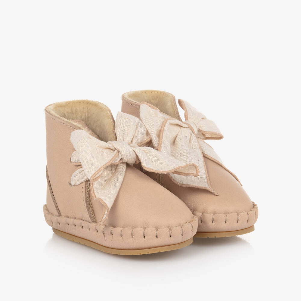 Donsje - Girls Beige Leather Pre Walkers | Childrensalon