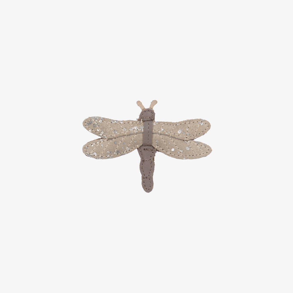 Donsje - Серая кожаная заколка-бабочка (8см) | Childrensalon