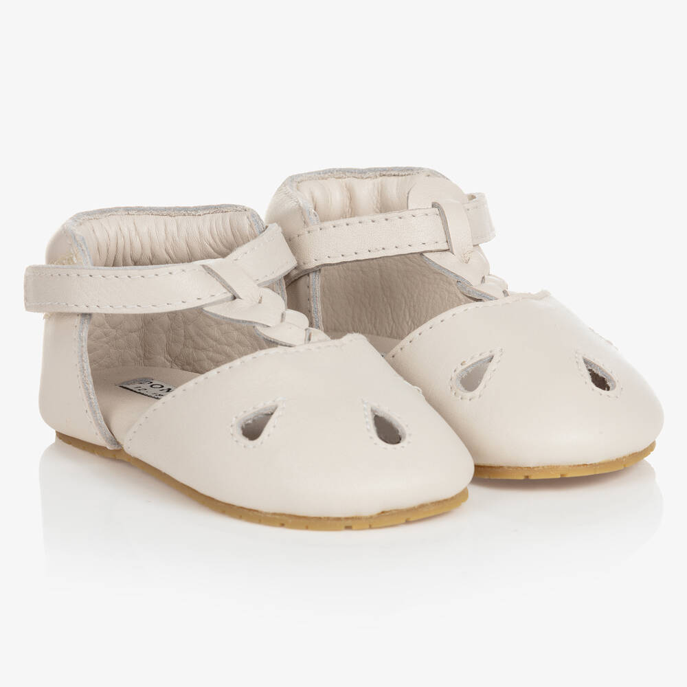 Donsje - Chaussures ivoire en cuir bébé | Childrensalon