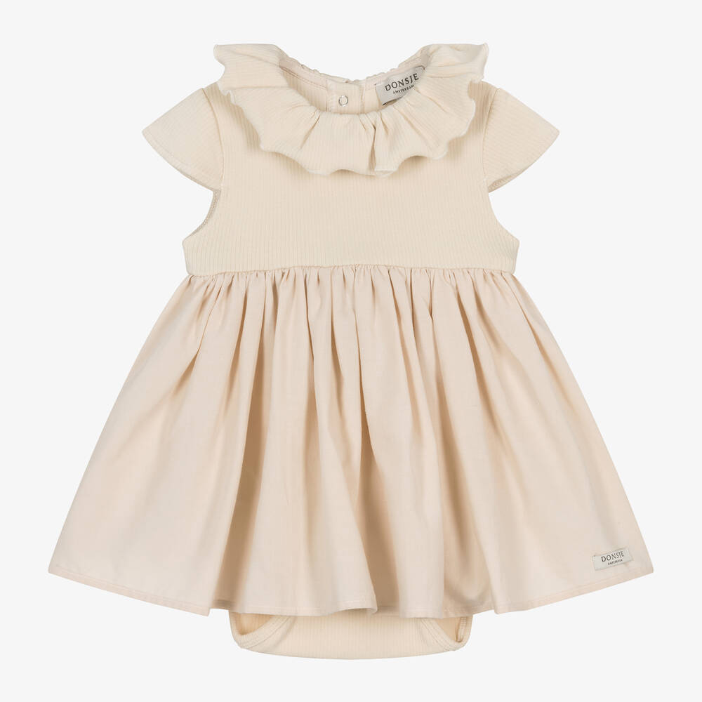 Donsje - Girls Ivory Organic Cotton Dress | Childrensalon