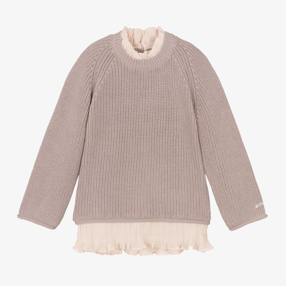 Donsje - Girls Lilac Cotton Tunic Jumper | Childrensalon