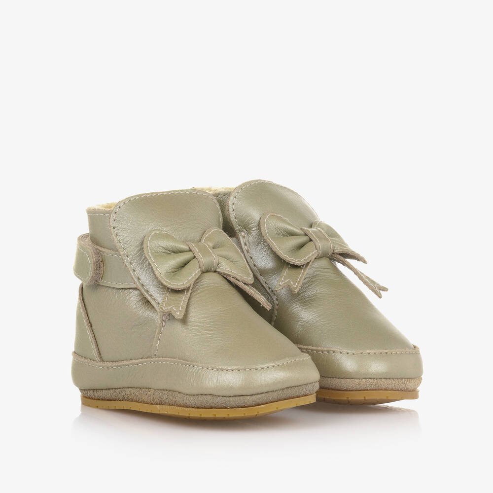 Donsje - Girls Metallic Gold Leather Bow Pre-Walkers | Childrensalon