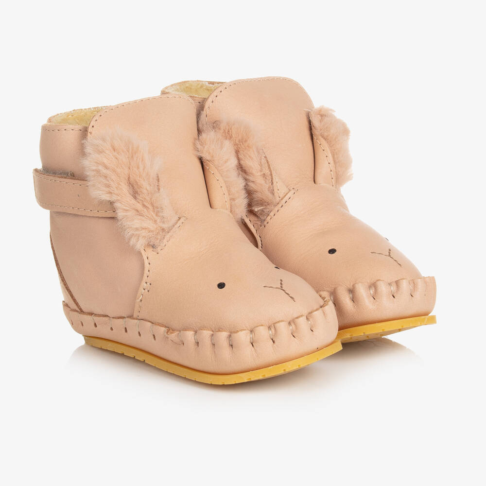 Donsje - Girls Pink Leather Bunny Boots | Childrensalon